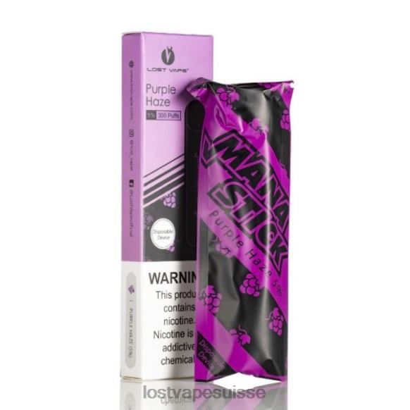 Lost Vape Price Suisse X02J6527 | Lost Vape Mana bâton jetable | 300 bouffées | 1,2 ml brume violette 5%